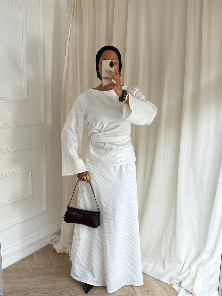 SET A RAYURES BLANC