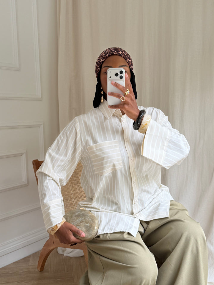 CHEMISE Oversize À RAYURES BEIGE