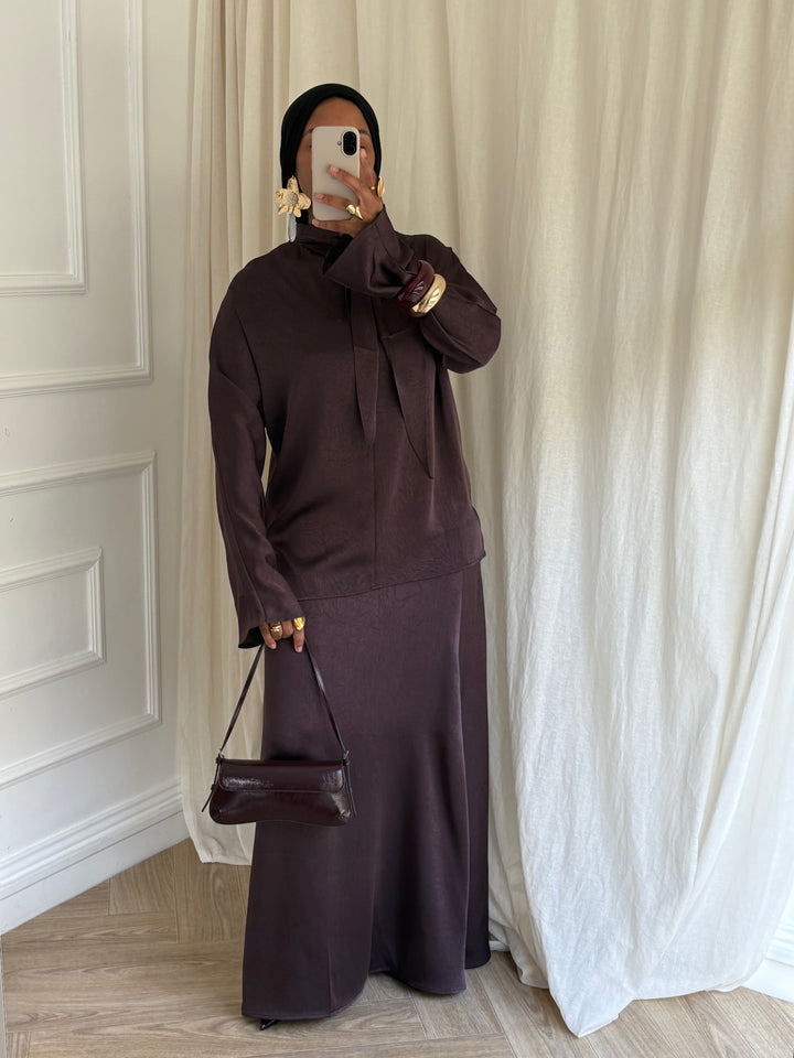 SET FLUIDE JUPE MARRON