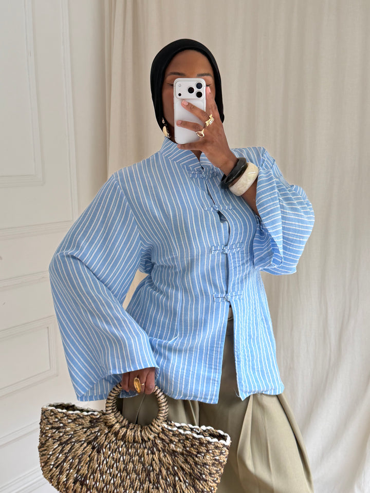 BLOUSE RAYURES HÉLA BLEU