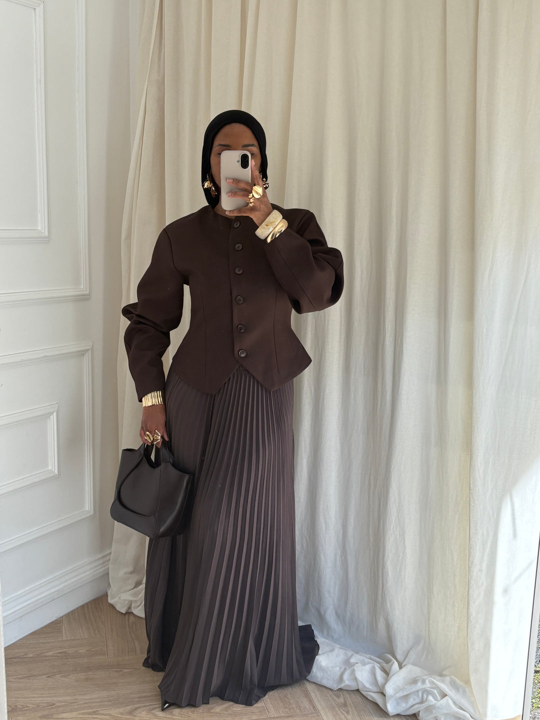 VESTE COURTE GLAMOUR MARRON