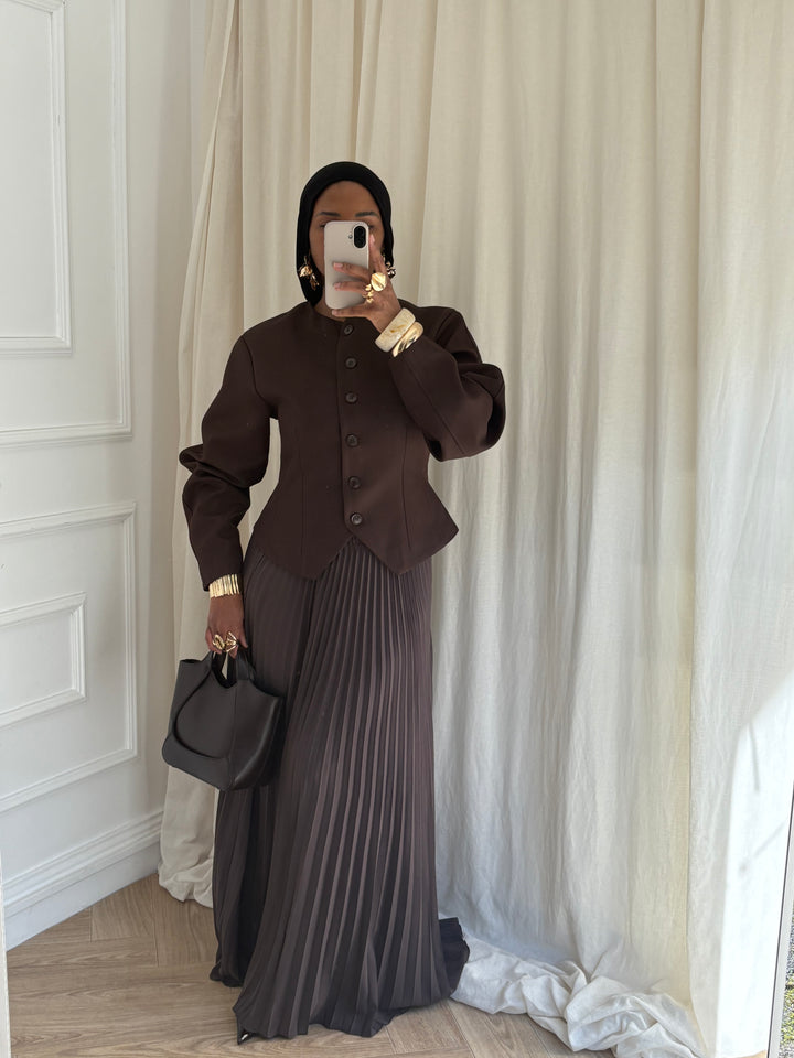 VESTE COURTE GLAMOUR MARRON