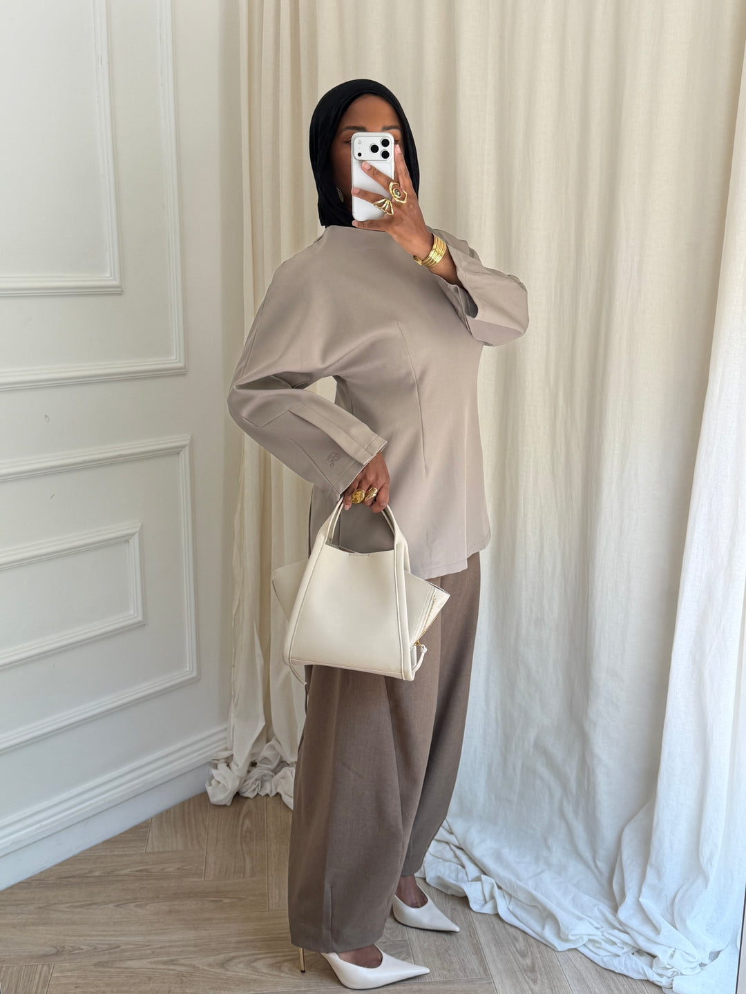 TOP LONG INTEMPOREL TAUPE