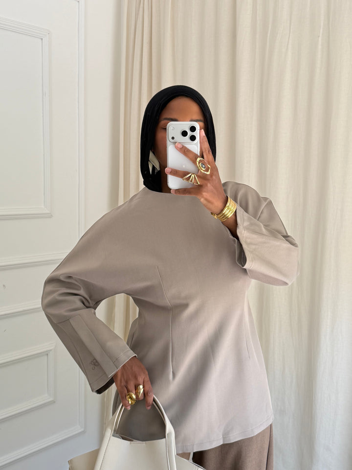 TOP LONG INTEMPOREL TAUPE