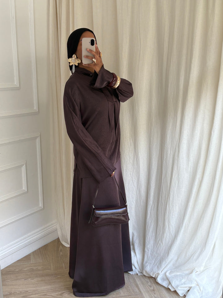 SET FLUIDE JUPE MARRON