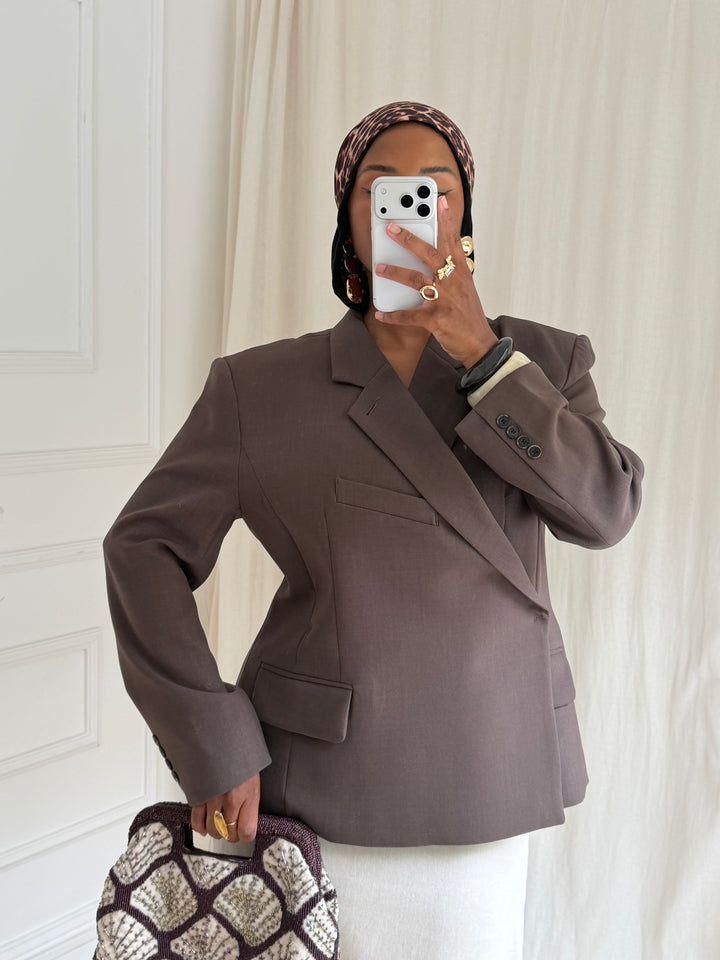 BLAZER CROISÉ PREMIUM MARRON