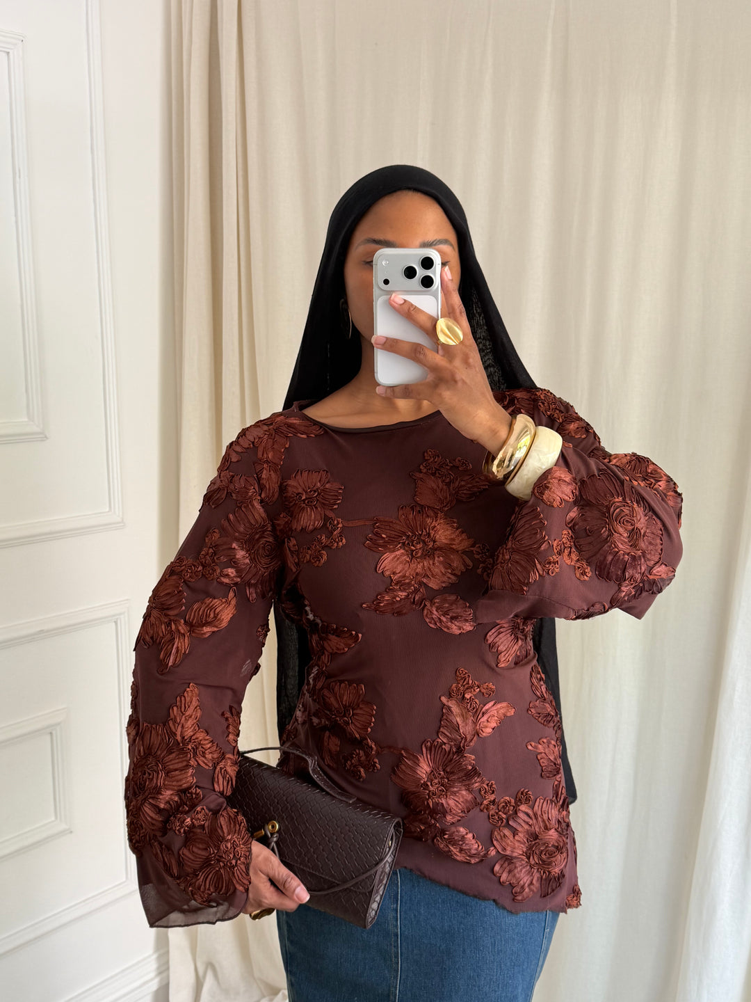 BLOUSE YASMEEN MARRON