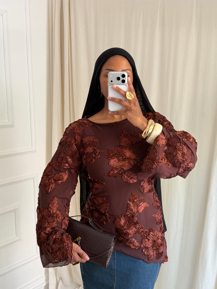 BLOUSE YASMEEN MARRON