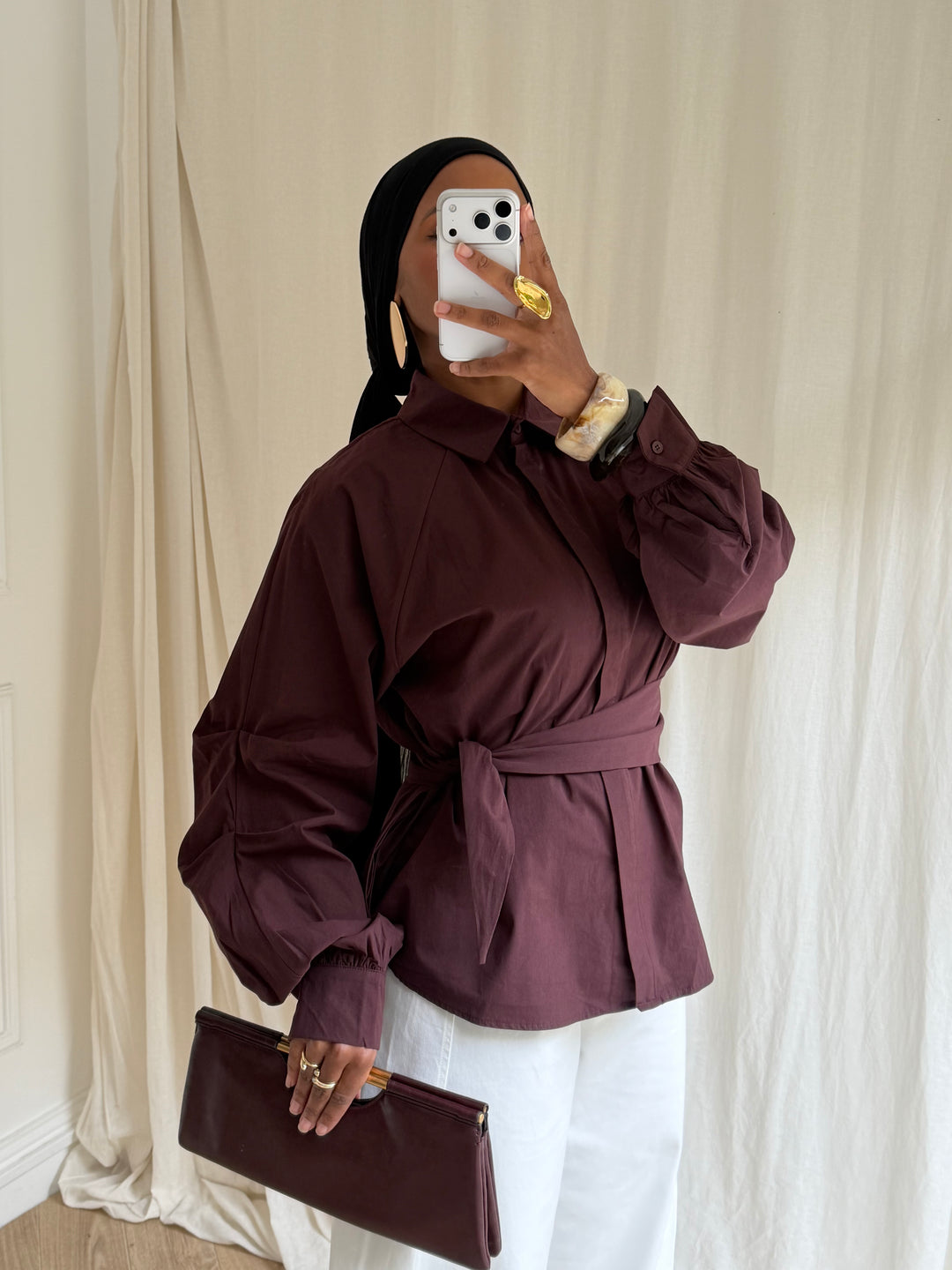 CHEMISE MANCHES BOUFFANTES  BORDEAUX