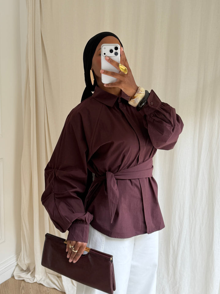 CHEMISE MANCHES BOUFFANTES  BORDEAUX