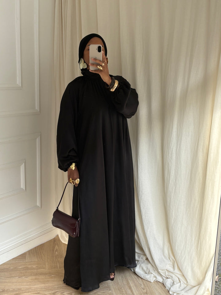 ROBE PRESTIGE MANCHES BOUFFANTES NOIRE
