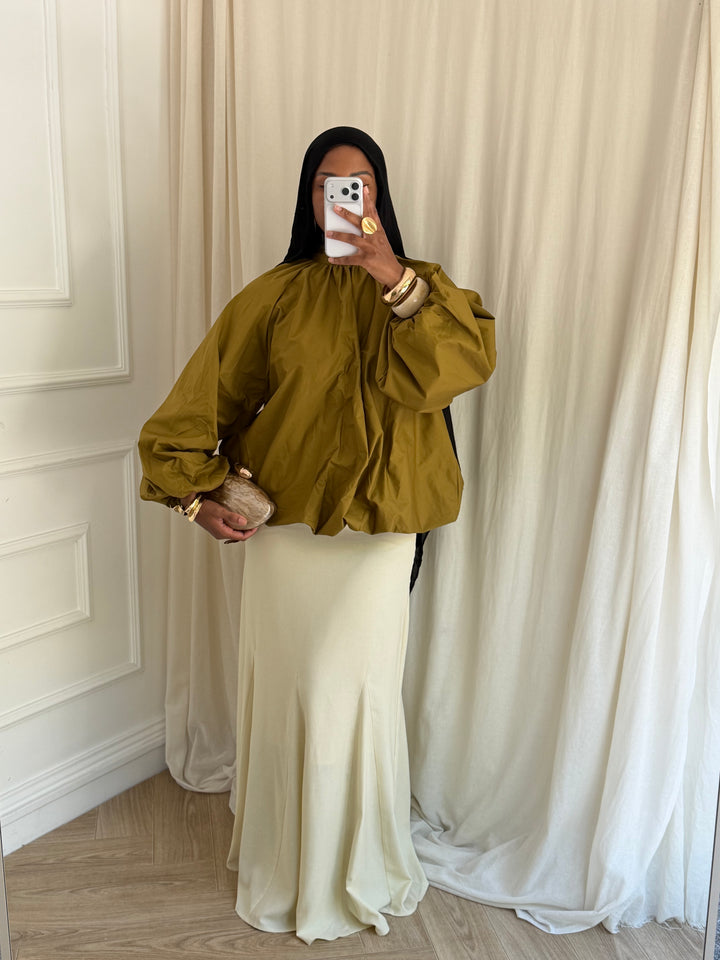 BLOUSE À COTON BOULE OLIVE