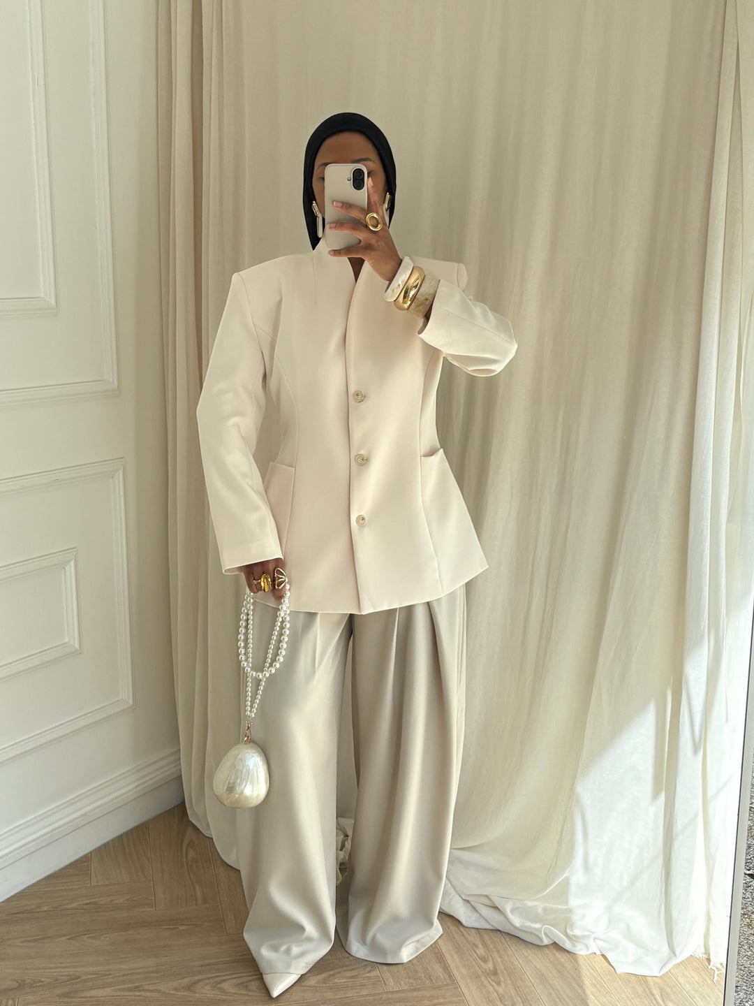 BLAZER CINTRÉ BOUTONS BEIGE CLAIR