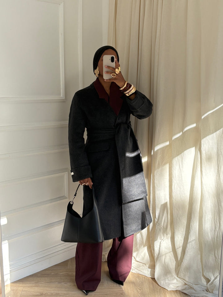 MANTEAU ÉCHARPE - Luxe Gris foncé