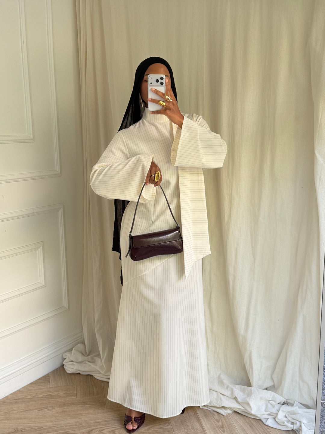 ROBE RAYURES SOHANE BLANCHE