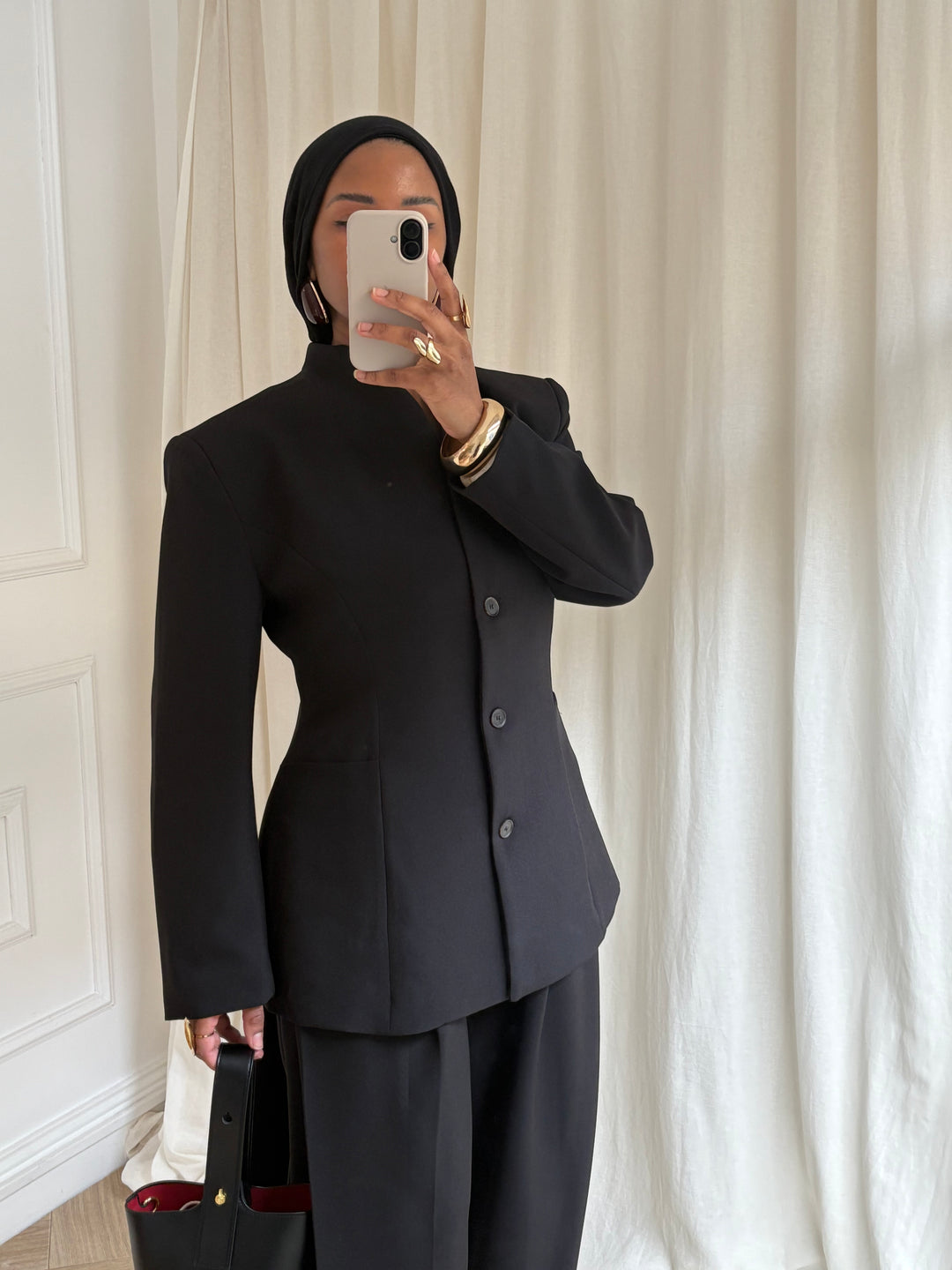 BLAZER CINTRÉ BOUTONS NOIR