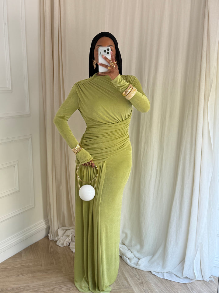 ROBE COKTAIL OLIVE