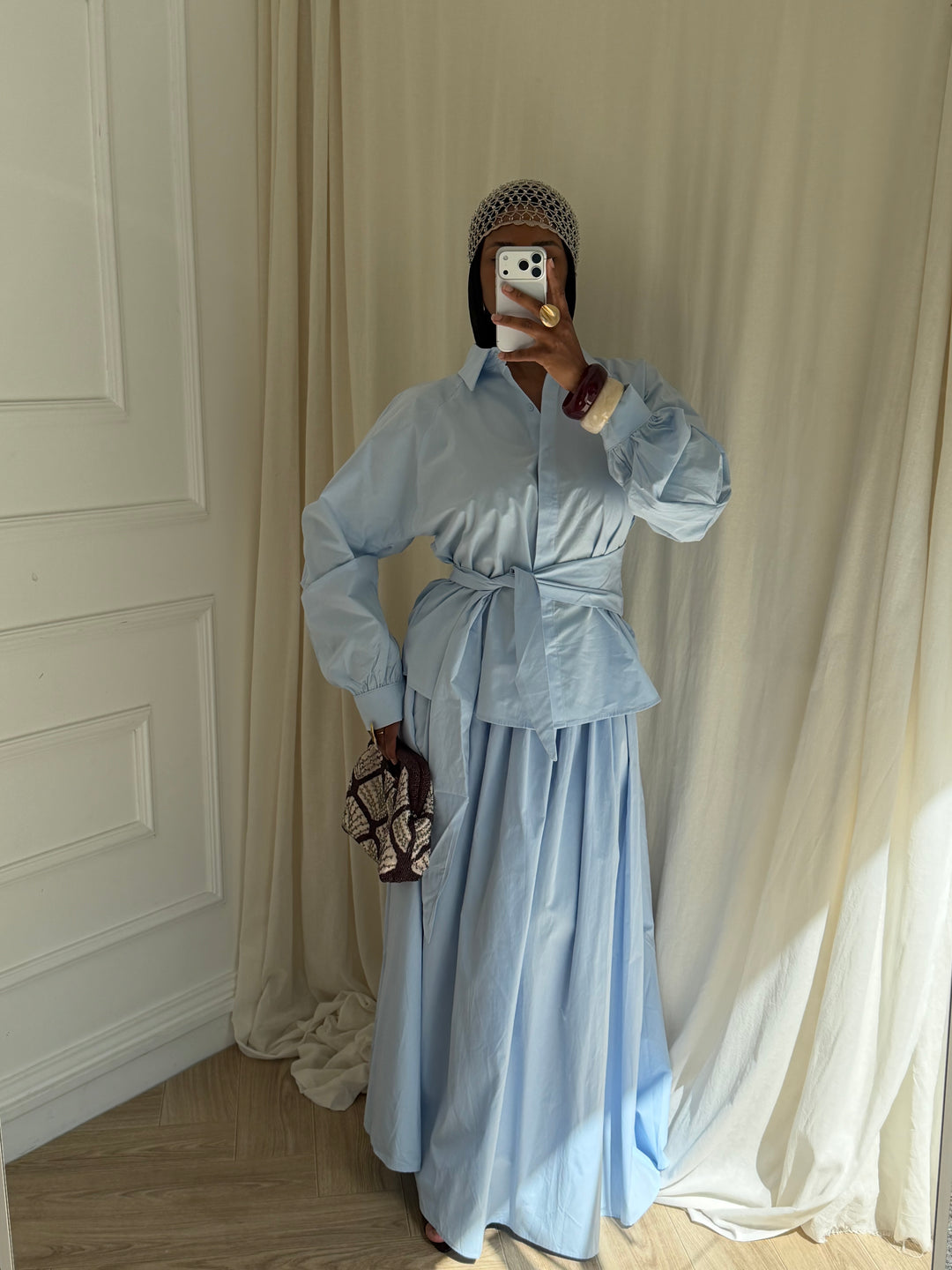 ENSEMBLE JUPE MAIRAH BLEU