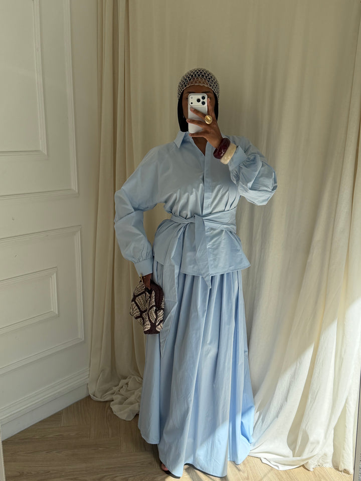 ENSEMBLE JUPE MAIRAH BLEU