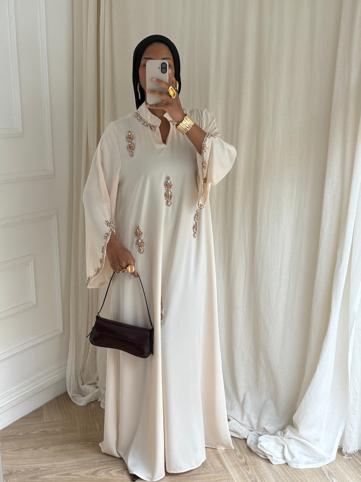 ABAYA CAPSULE EID BEIGE Défectueuse (voir photo)