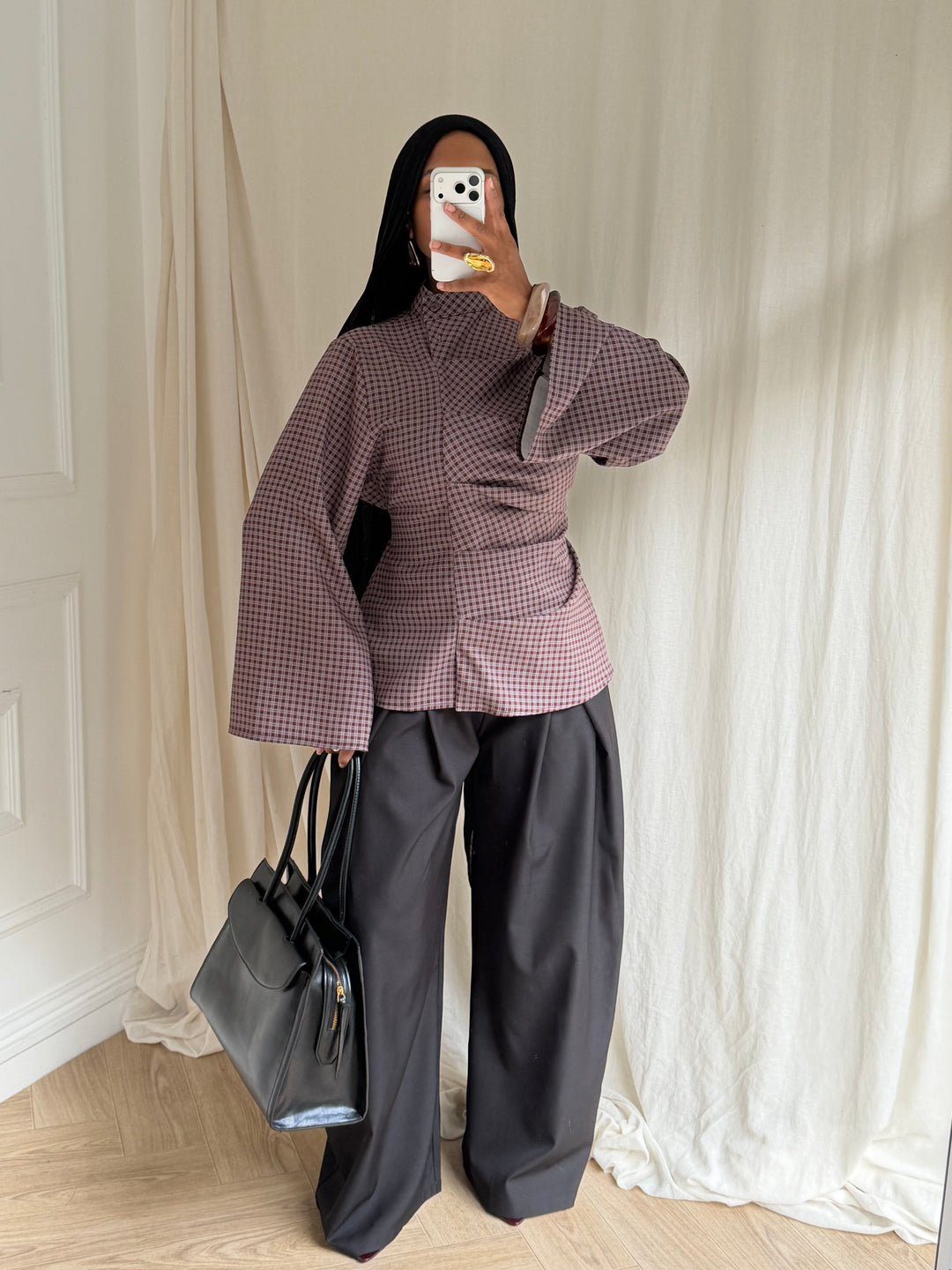 BLOUSE CINTRÉ VICHY
 MARRON
