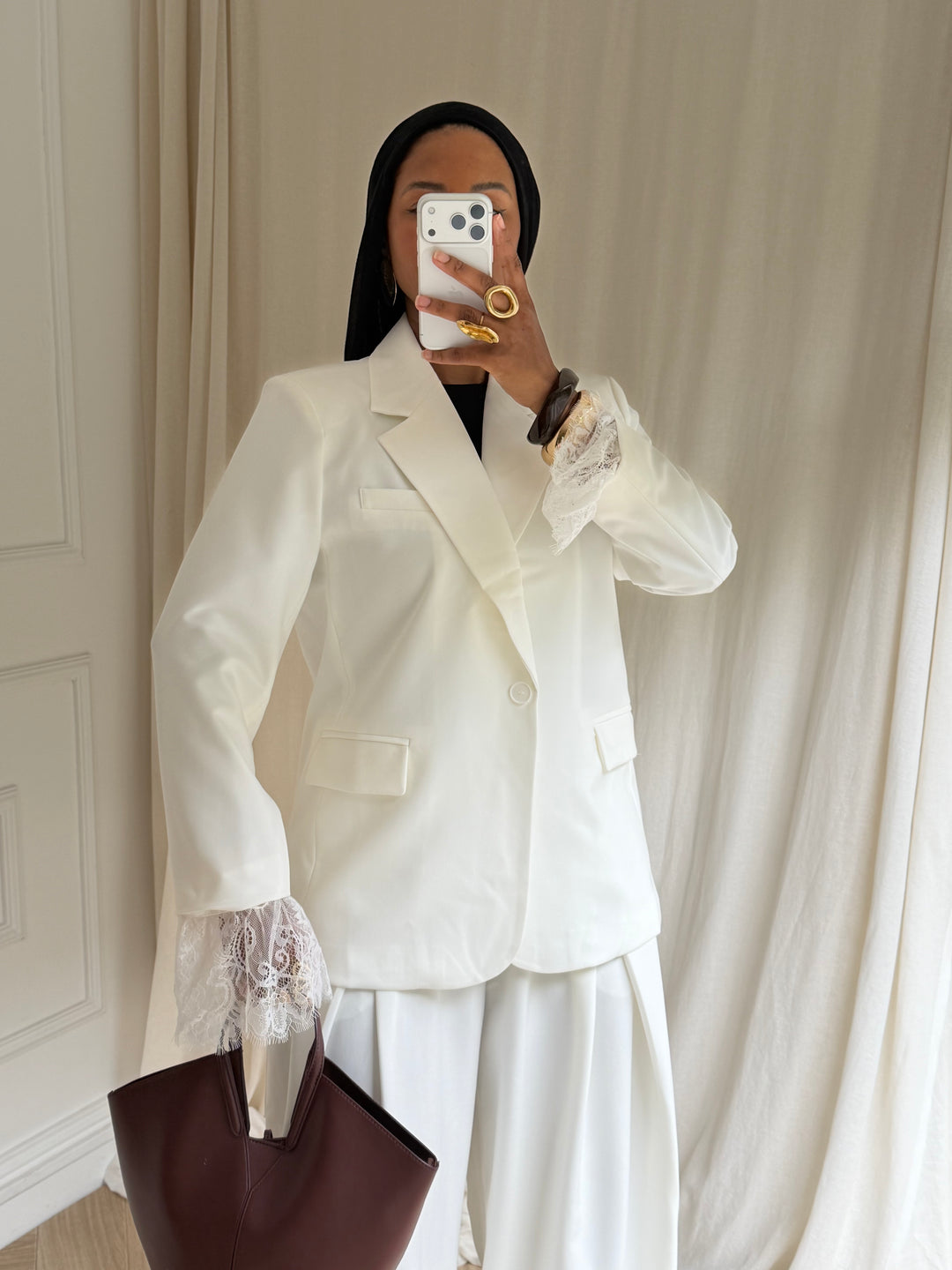 BLAZER DENTELLE BLANC