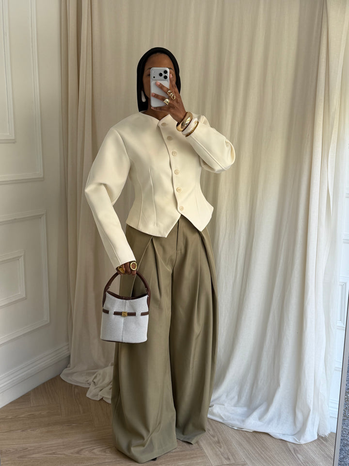 VESTE COURTE GLAMOUR CRÈME