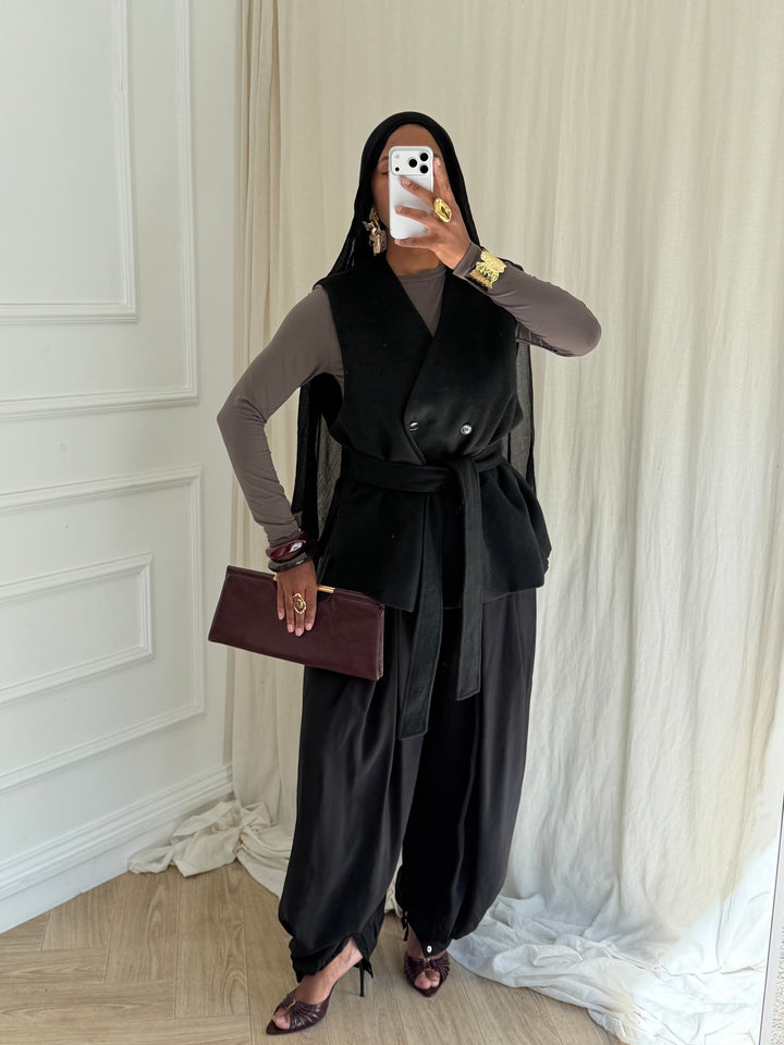 BLAZER PREMIUM SANS MANCHES LAINE NOIR