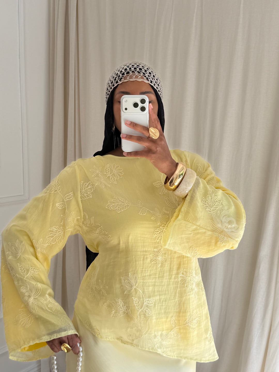 BLOUSE BRODERIE JAUNE