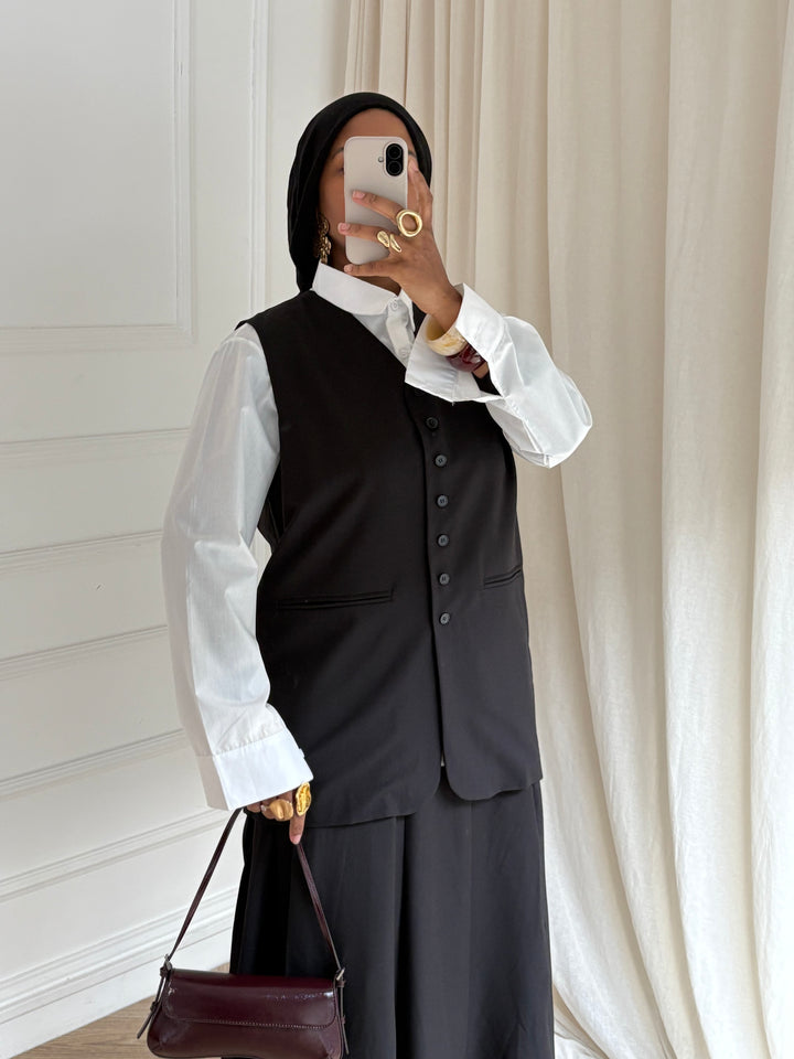VESTE SANS MANCHES CAS NOIR
