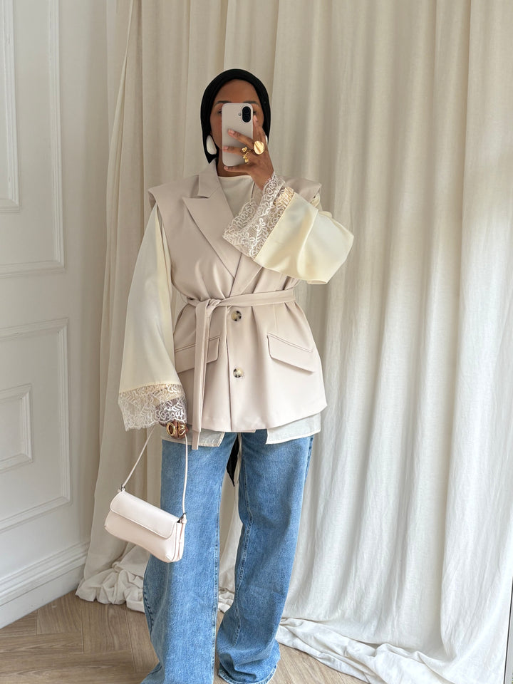 BLAZER PREMIUM SANS MANCHES HADA BEIGE
