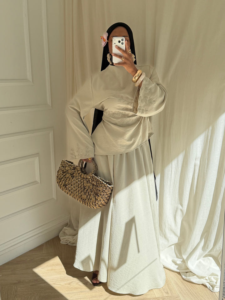 ENSEMBLE JUPE BRODERIE AVOCAT
