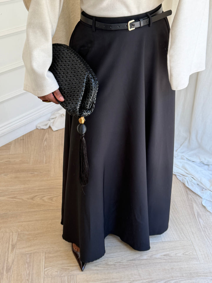 JUPE LONGUE EVASÉE NOIRE