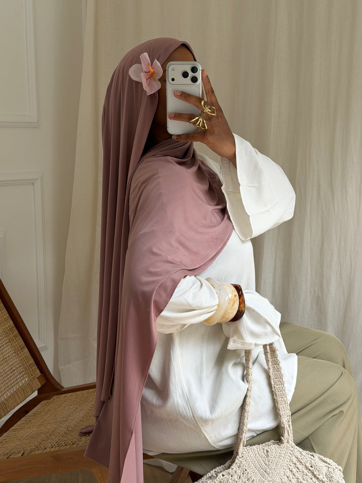 MAXI HIJAB JERSEY LIQUID VIEUX ROSE