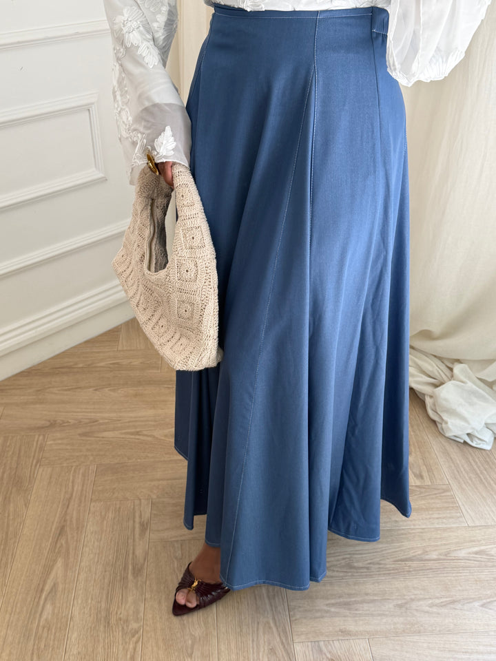 JUPE ÉVASÉE DENIM CLAIR