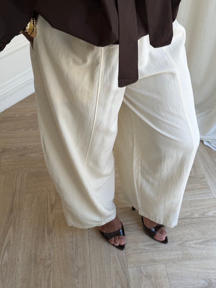 PANTALON FLUIDE COTON BEIGE