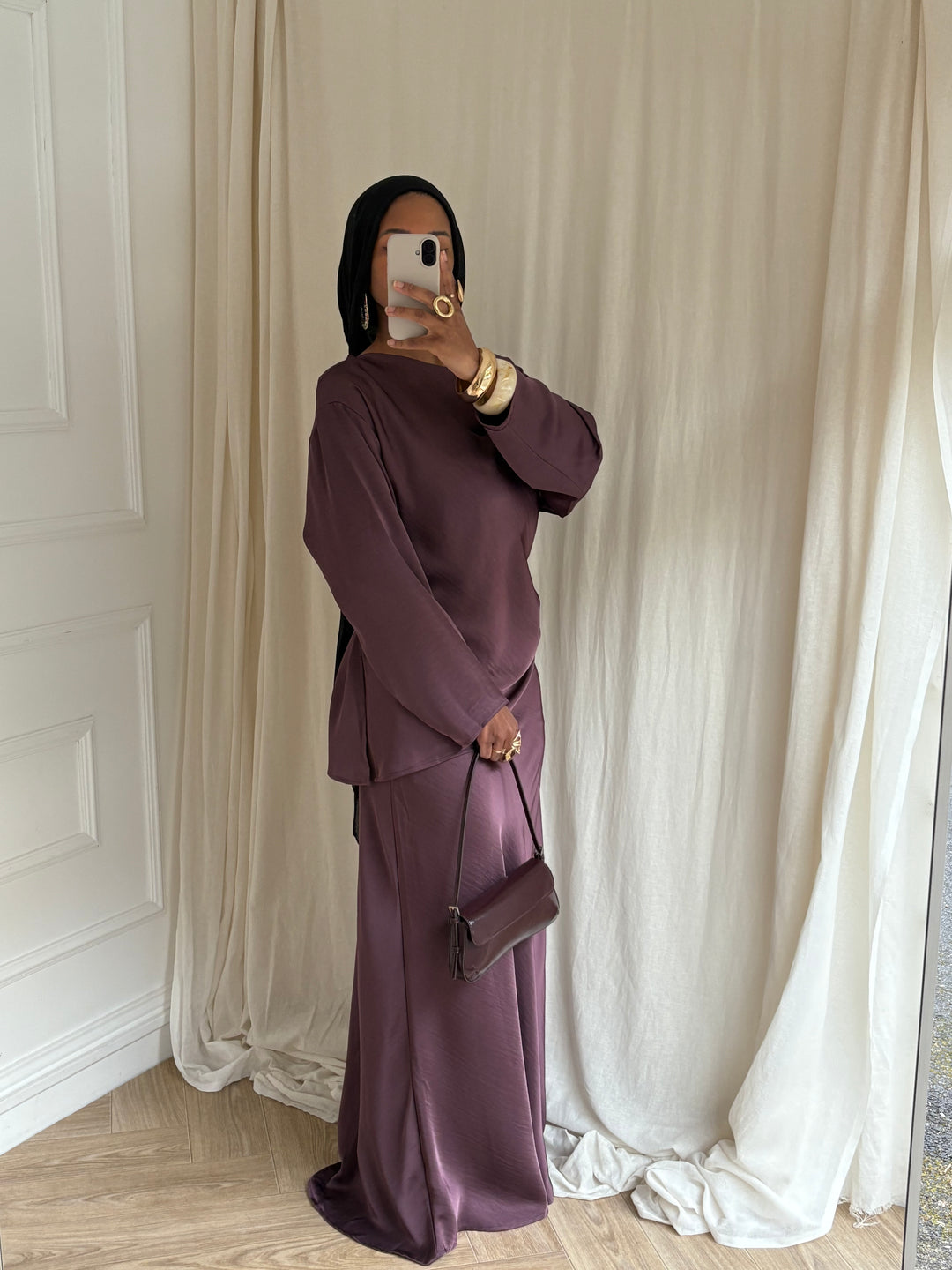 SET JUPE SATIN PRUNE