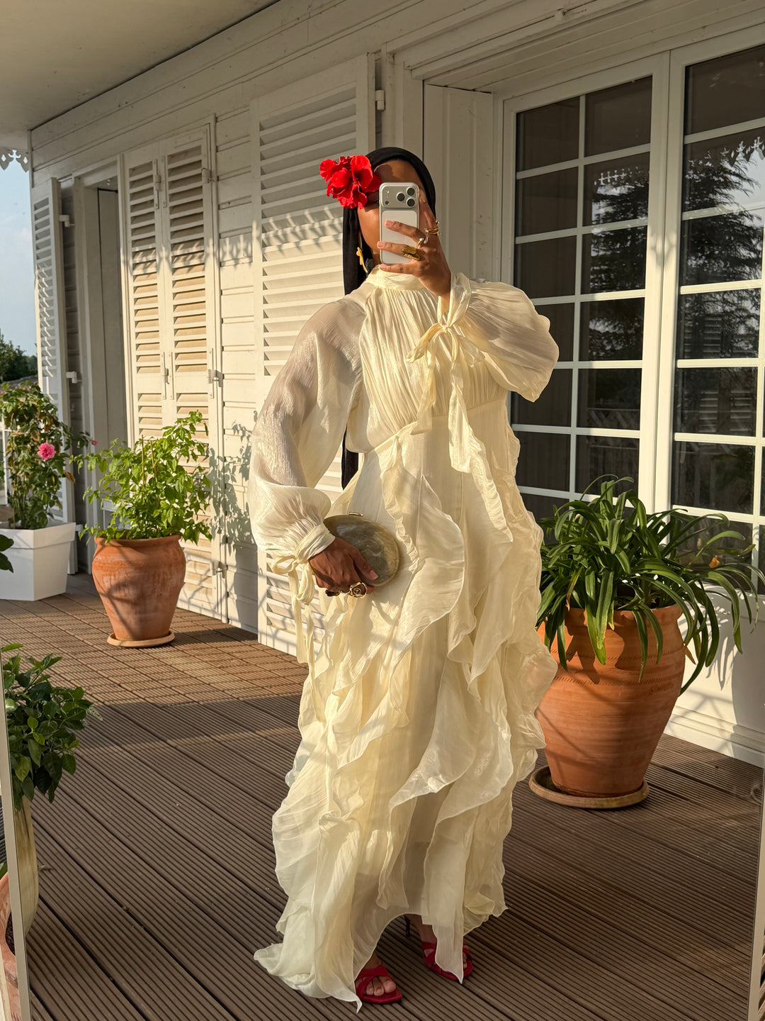 ROBE VOLANTS SIGNATURE CRÈME