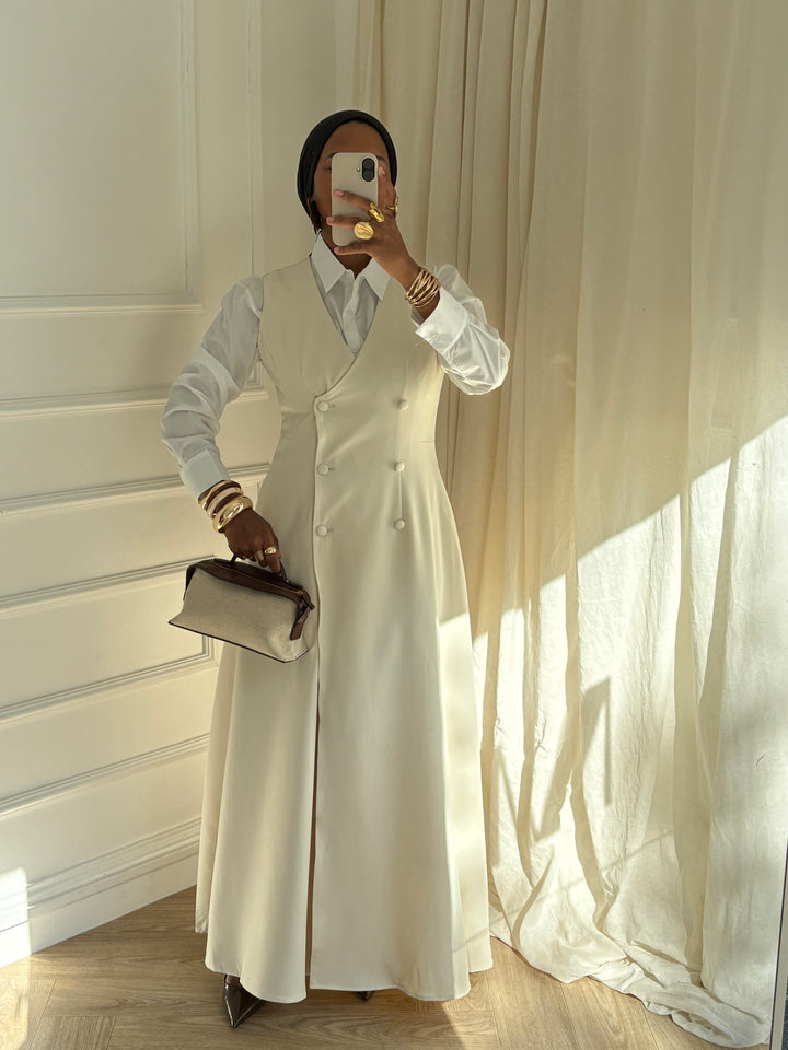 ROBE TAILLE SANS MANCHE CRÈME