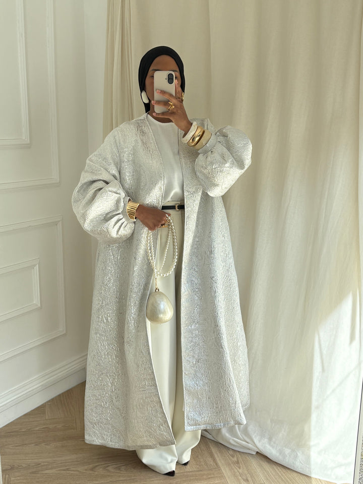 KIMONO BROCARD BLANC ARGENT