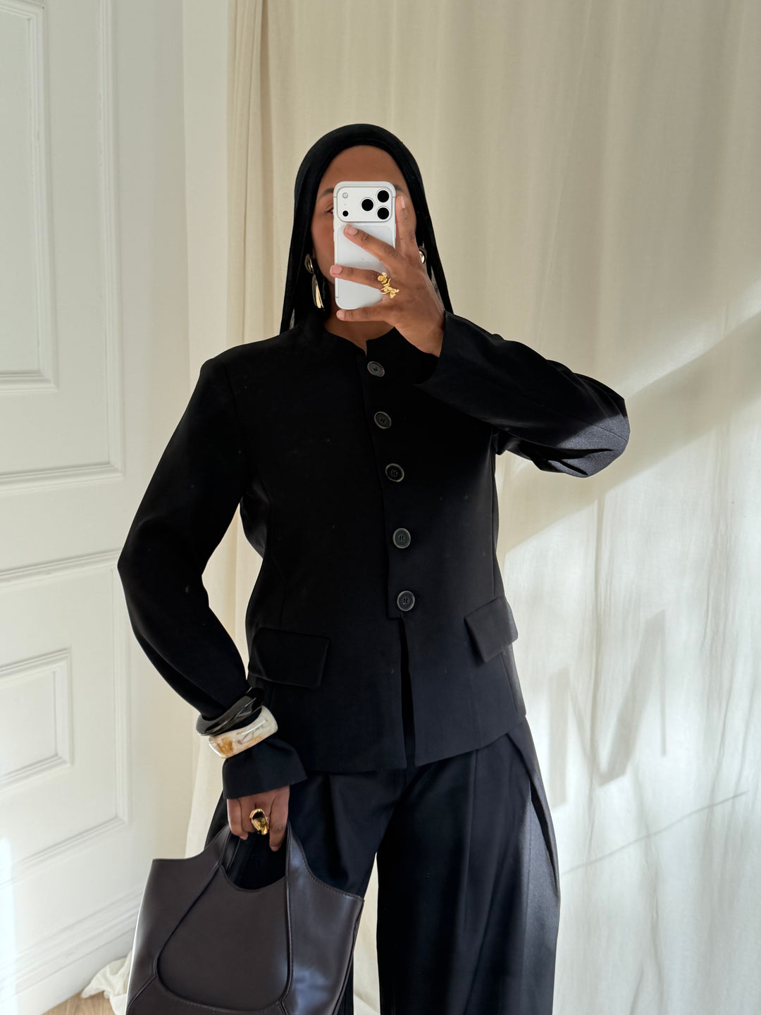 BLAZER PREMIUM COURT À BOUTONS NOIR