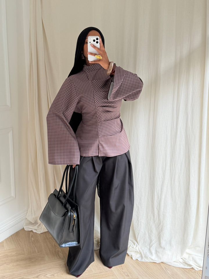 BLOUSE CINTRÉ VICHY
 MARRON