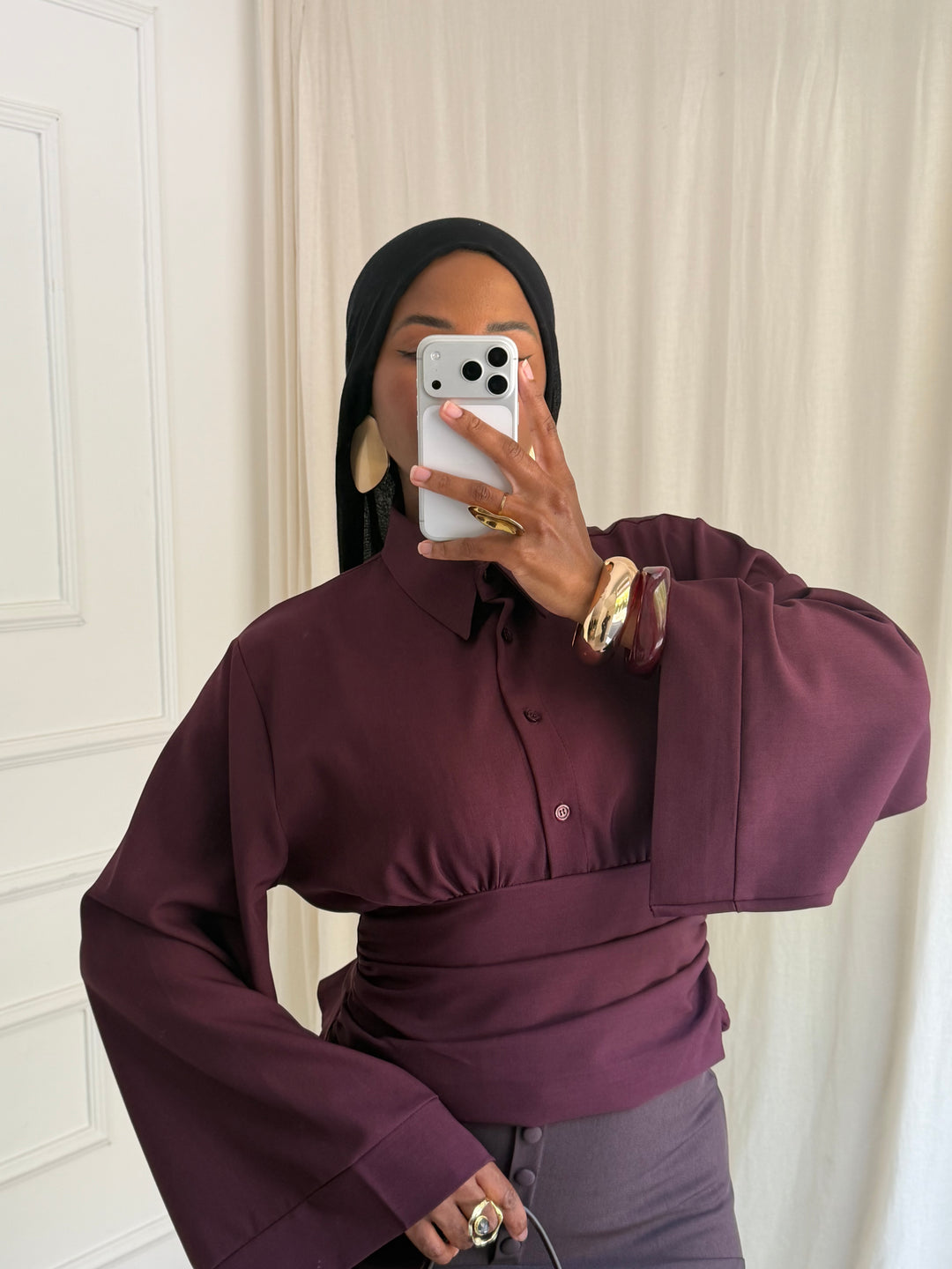 BLOUSE CINTRÉ BOUTONS BORDEAUX