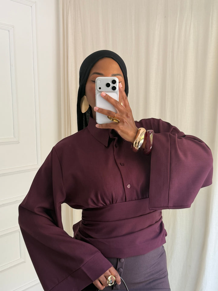 BLOUSE CINTRÉ BOUTONS BORDEAUX