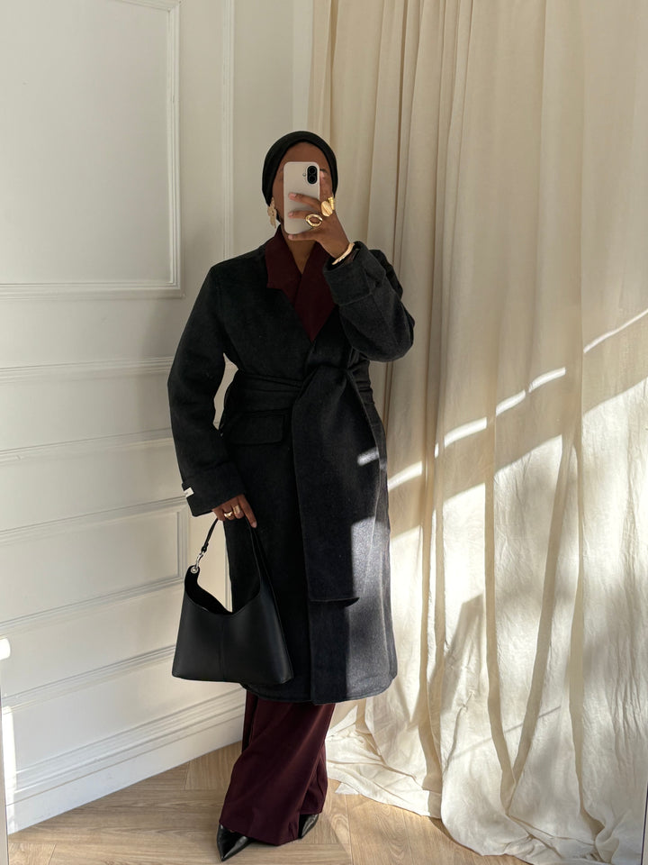 MANTEAU ÉCHARPE - Luxe Gris foncé