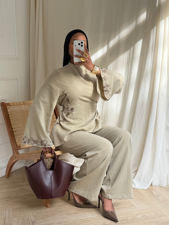 ENSEMBLE BRODERIE TAUPE