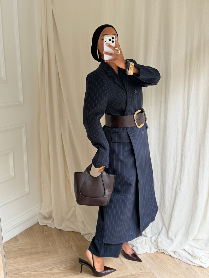 VESTE LONGUE BLAZER A RAYURES