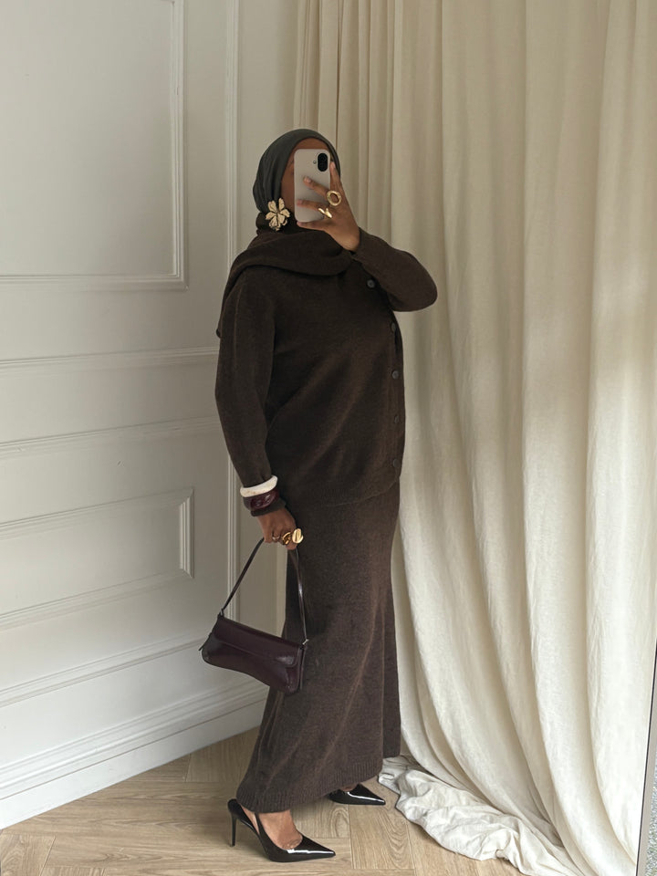 Ensemble Jupe Longue &amp; Pull avec Écharpe – Premium