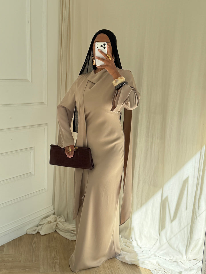 ROBE LONGUE CAPE TAUPE