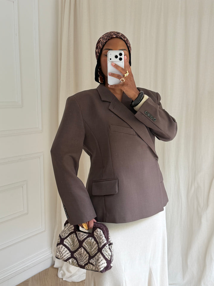 BLAZER CROISÉ PREMIUM MARRON